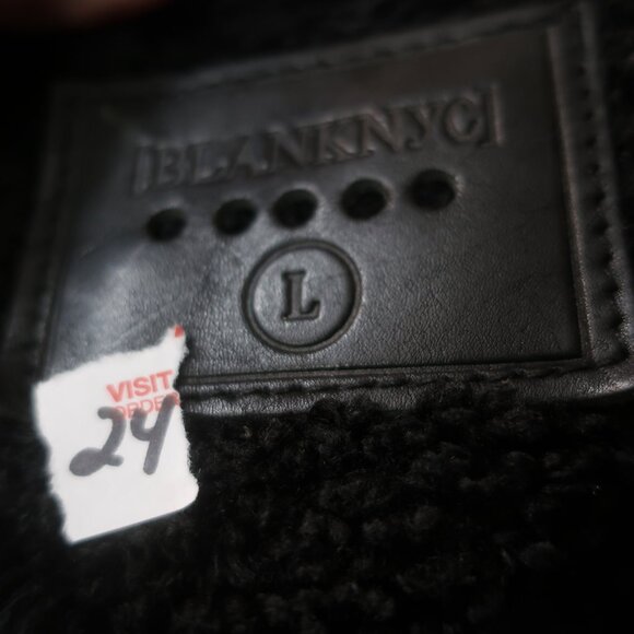 Womens BLANK NYC Black Faux Leather Fleece Lined Jacket L - Picture 8 of 10